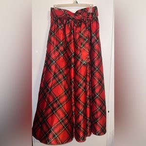 Christmas plaid satin skirt